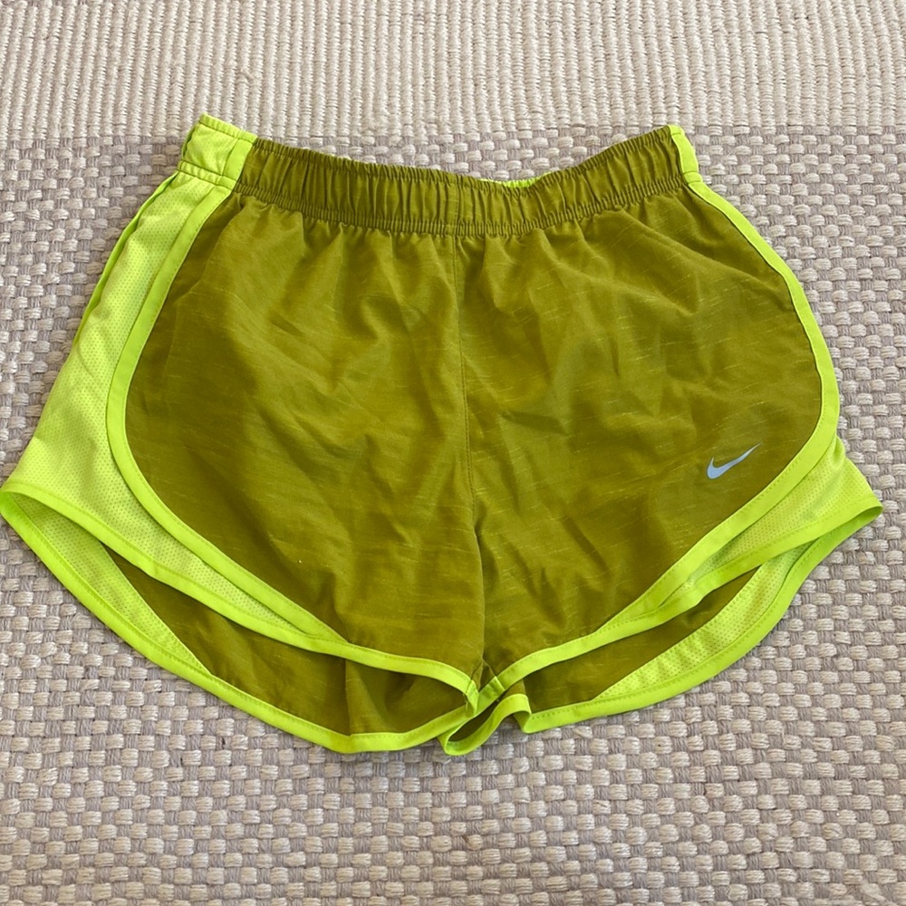Nike green and Yellow Running Shorts